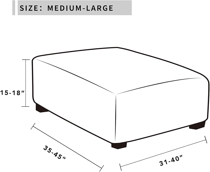 Easy-Going Stretch Square Ottoman Cover 40x40x15 inch Folding Storage Stool Furniture Protector Soft Rectangle slipcover with Elastic Bottom Light Grey