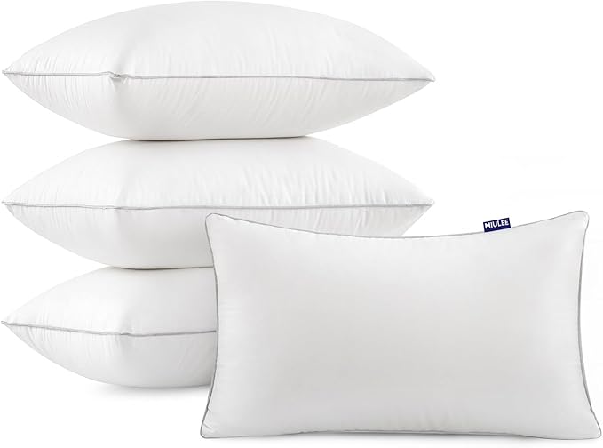 MIULEE 12x20 Pillow Inserts (Set of 4) -Decorative Throw Pillow with 100% Cotton Cover Rectangle for Sofa Couch