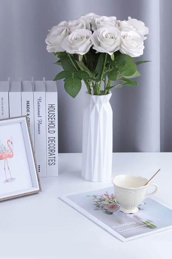 Artificial Rose Flower Artificial Flowers Flower with Long Stem Silk Roses Bouquet for Wedding Bridal Shower Party Home Decoration (Nude, 50 Pcs)