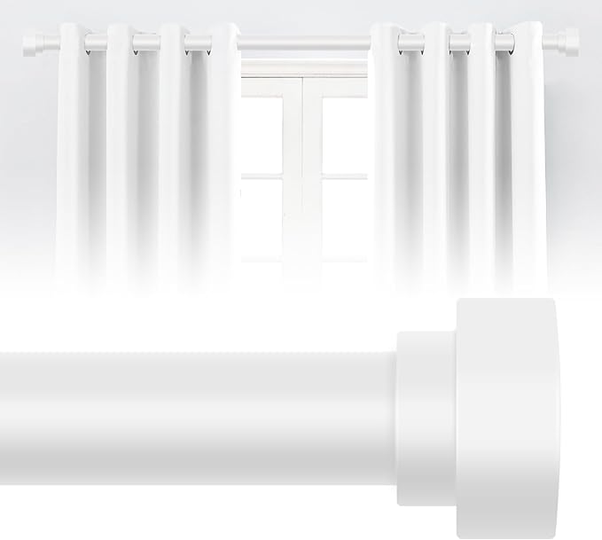 HEI! DEAR White Curtain Rods for Windows 28 to 48 Inch(2.3-4ft), 1Inch Heavy Duty Curtain Rods, Adjustable Curtains Rod, Modern Decorative Drapery Window Rod, 30-58", White
