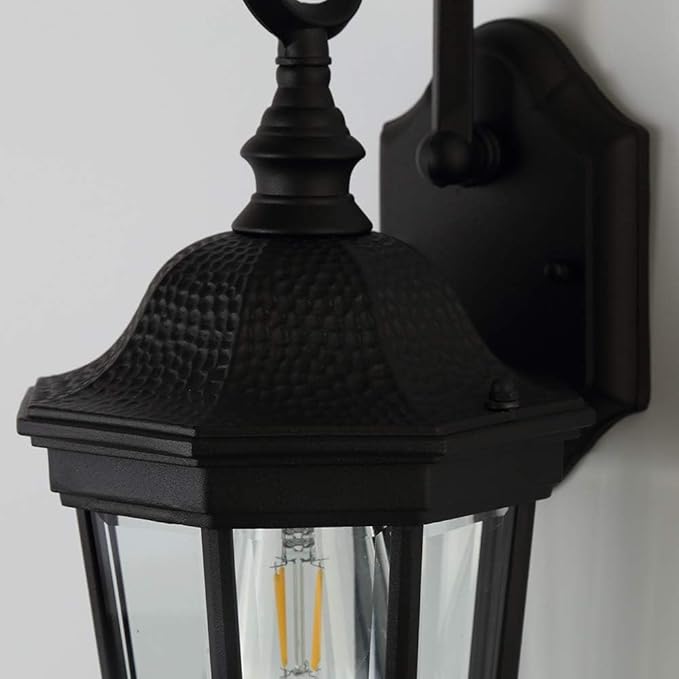 Outdoor Wall Lantern, Exterior Waterproof Outdoor Wall Light Fixtures, Black Aluminum Porch Sconces with E26 Sockets & Clear Glass