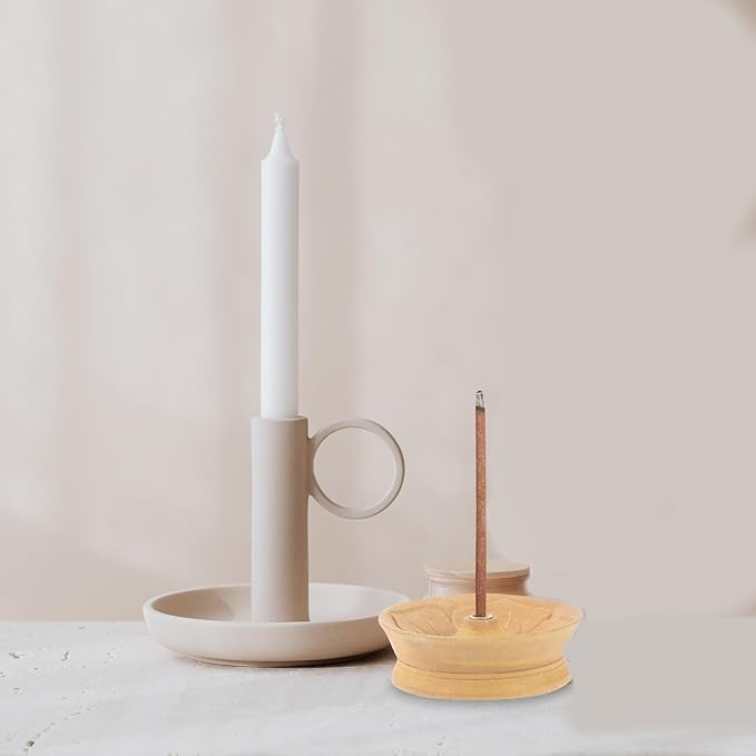 Nepal Wooden Incense Rope Burner Lotus-Shaped Home Incense Holder Tray for Meditation and Office Relaxation Stylish Decorative Ash Catcher with Smooth Practical Design