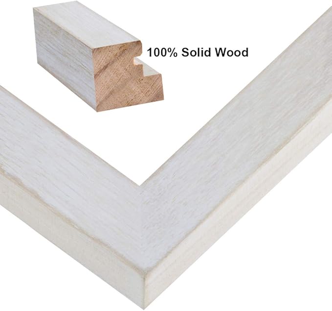 11x11 Inch Picture Frame Made of Solid Wood and High Definition Glass Display Pictures 8x8 with Mat or 11x11 Without Mat for Wall Mounting Photo Frame Rustic White