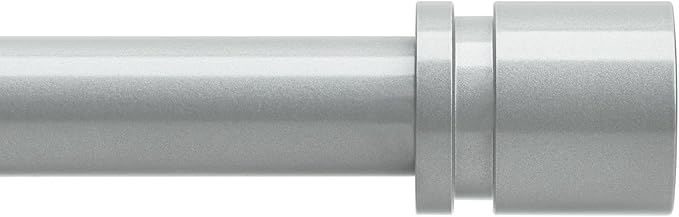 Curtain Rods for Windows 16 to 120 Inches Adjustable Length 1 Inch Diameter Window Curtain Rod with Aluminium End Cap, Silver Gray