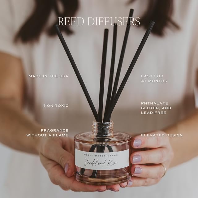 Sweet Water Decor Christmas Reed Diffuser Set - Fresh Cut Trees, Orange, and Cloves Holiday Scent for Home with Long Lasting Fragrance - Non-Toxic Oil Reed Diffuser Made in The USA