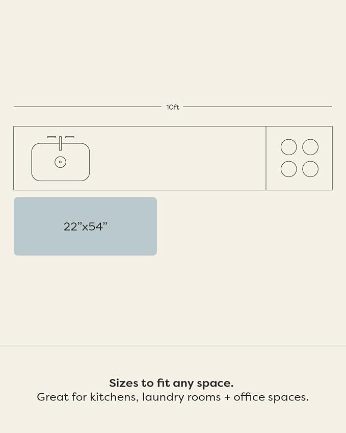House of Noa Nama Standing Mat – Anti-Fatigue Cushioned Kitchen Mats for Floor | Ergonomic Bounce-Back Foam Kitchen Mats | Anti-Fatigue Mats for Kitchen & Standing | Fawn Brown | 22" x 54"