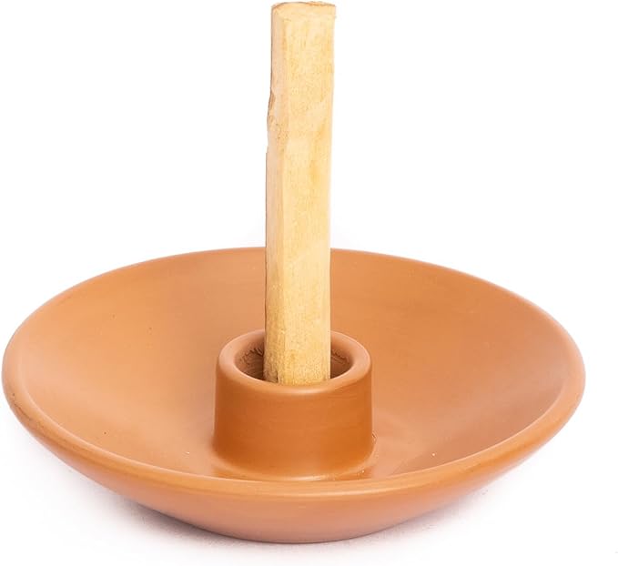 Luna Sundara Authentic Peru Pottery Palo Santo Stick Holder and Incense Holder with 5 Palo Santo Sticks Handmade Ceramic Smudge Bowl Sage Holder Brown Gift Set