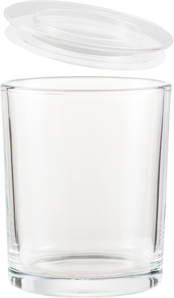 CandMak Candle Jars, 15 Pack 9 OZ Empty Glass Vessels Containers Jars Bulk with Clear Lids for Candle Making (Clear)