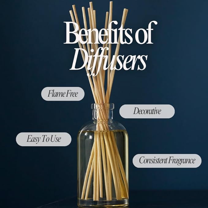 Hillhouse Naturals Reed Diffuser Set - Olive Scent Diffuser - Reed Diffusers for Home with Long Lasting Fragrance – 6 oz Oil – Diffuse Time 4-6 Months – Made in The USA