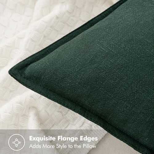 MIULEE Christmas Green Linen Pillow Covers Pack of 4 Decorative Natural Solid Throw Pillow Covers Soft Accent Boho Farmhouse Couch Pillowcases Modern Home Decor for Living Room Bed Sofa 18x18 Inch