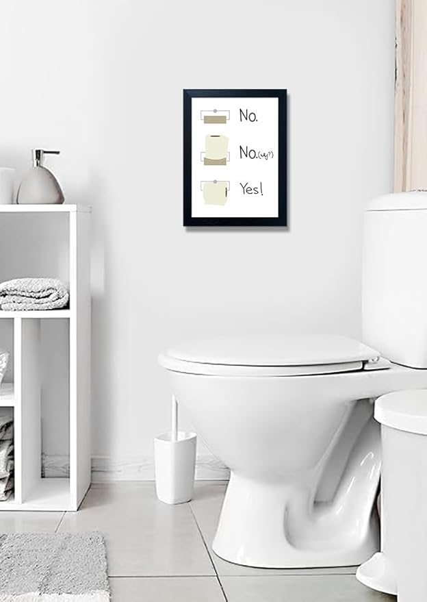Bathroom Picture Wall Decor, Toilet Paper Bathroom Rule Wall Art, Bathroom Sign, Bahtoom Quote Paintings for Wall