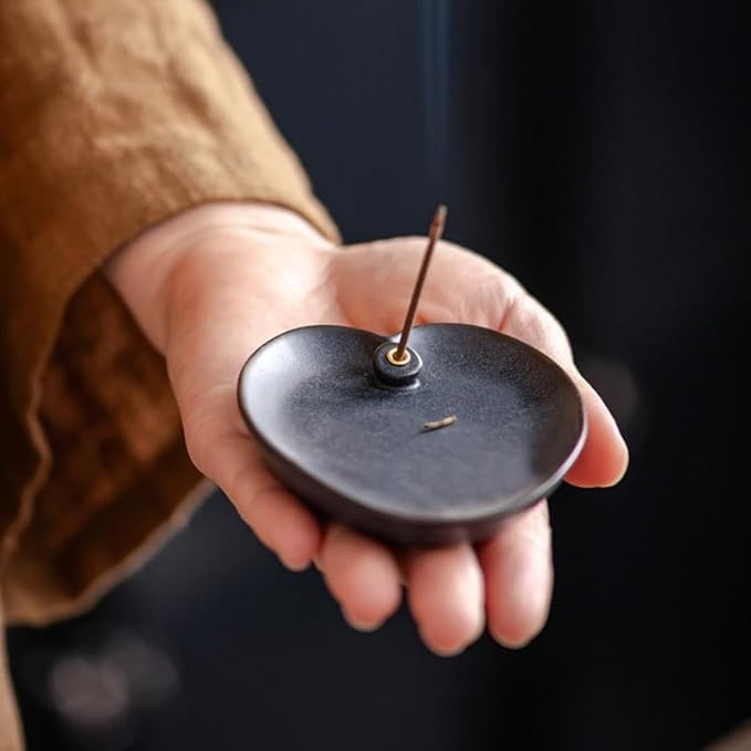Incense Holder Modern Minimalist Circular Incense Stick Burner for Cones or Sticks for Yoga & Meditation, Enhance Atmosphere,Ceramic Ash Catcher White-2