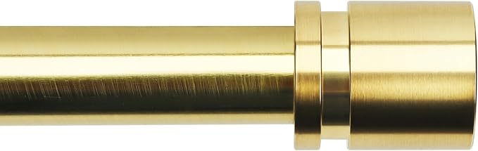 Curtain Rods for Windows 16 to 144 Inches Adjustable Length 1 Inch Diameter Window Curtain Rod with Aluminium Finials, Gold