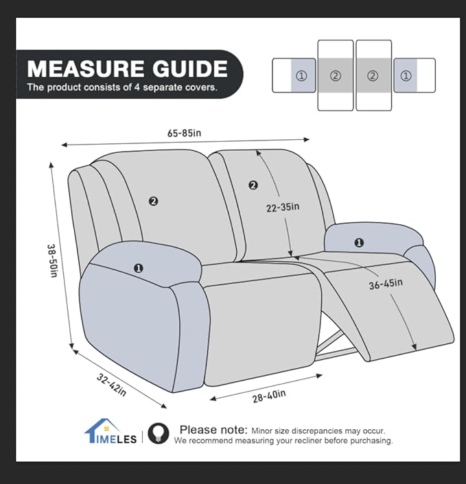 Timeles Recliner Covers Extra Wide Recliner Loveseat Covers Oversized Reclining Couch Covers Sofa Slipcovers Stretch Soft Washable (Two-Seater Oversized, Chocolate)