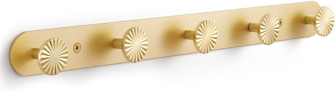 1 Pack Coat Rack Wall Mounted Gold Brass Towel Hooks for Bathrooms Wall Hooks for Hanging Robe Coat Hooks Kitchen Decorative Heavy Duty Zinc Alloy