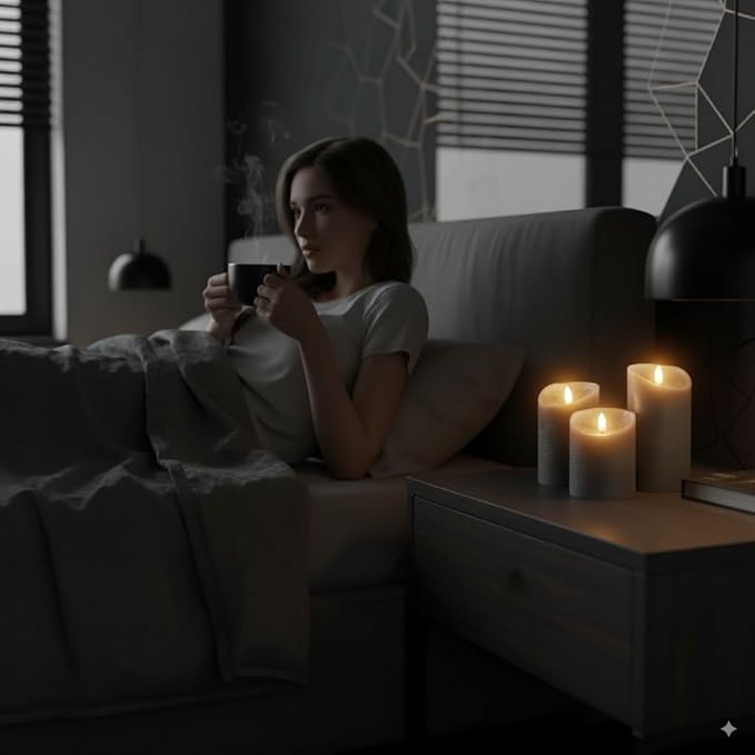 VENTA Grey Flameless Pillar Candles, Set of 3 | Real Wax Battery Operated LED Candles with Remote & Timer | Perfect for Modern Farmhouse, Industrial & Minimalist Decor