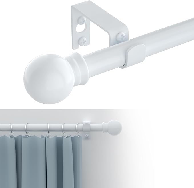 Curtain Rods for windows 28-78 inch, 5/8 inch Decorative White Splicing Heavy Duty Metal Curtain Rod set with Brackets