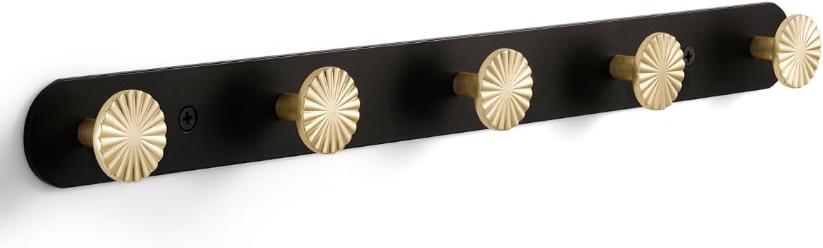 1 Pack Coat Rack Wall Mounted Gold Black Towel Hooks for Bathrooms Wall Hooks for Hanging Robe Coat Hooks Kitchen Decorative Heavy Duty Zinc Alloy