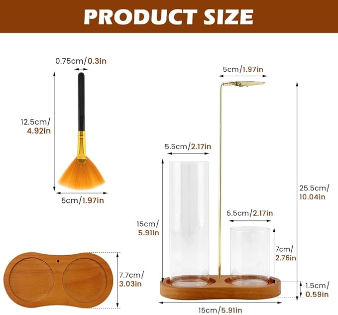 2-in-1 Wooden Incense Holder & Burner – Ash Catcher, Brush, Storage & Anti-Ash Flying | Ideal for Meditation, Yoga, Spa & Home Decor – Modern Vertical Incense Stick Holder