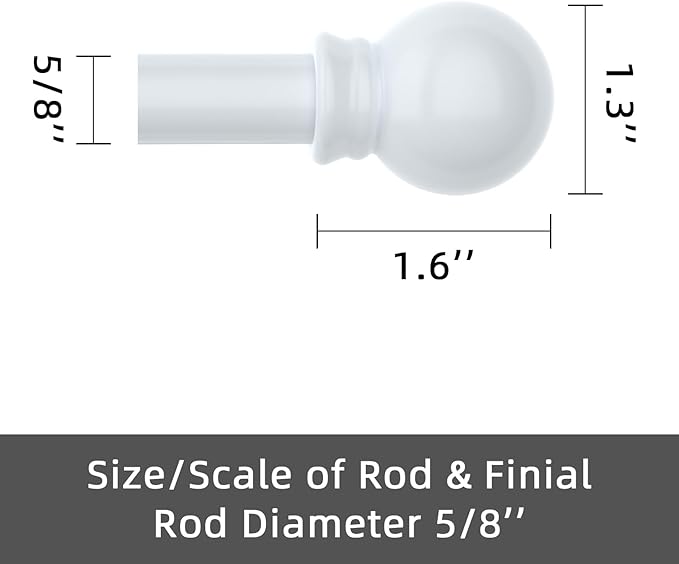 Curtain Rods for windows 32-62 inch, 5/8 inch Decorative White Splicing Heavy Duty Metal Curtain Rod set with Brackets