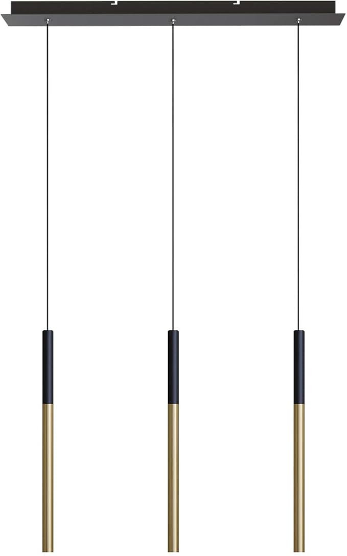 ALTAIR 3 Mini Pendant Lighting Black-Brass - LED Hanging Light Fixture for Kitchen Island, Bar, Foyer - Cluster Pendants - Dimmable, Adjustable Wire, Lamp Bulb Included