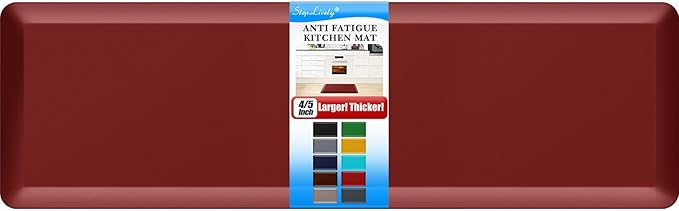 4/5 Inch Thick Kitchen Mat - Cushioned Anti Fatigue Mats for Kitchen Floor - Easy to Clean, Waterproof, Non-Slip Kitchen Rug for Sink, Office, Kitchen (22''x72'' Red)