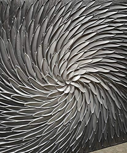 YaSheng Art - Abstract Art Oil Paintings on Canvas Silver Gray Gradient color Abstract Artwork Modern Home Decor Canvas Wall Art Ready to Hang for Living Room Bedroom 24x24 Inch