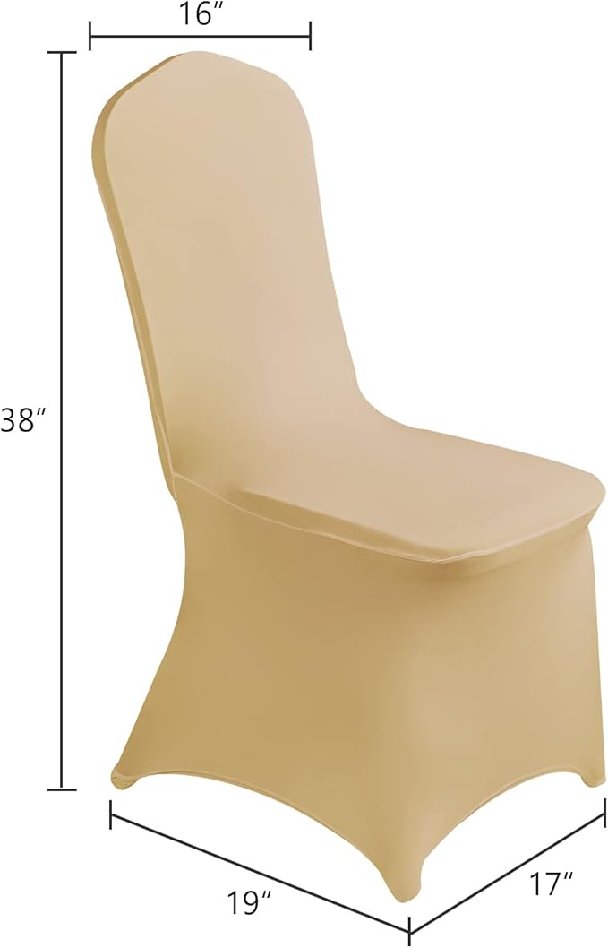 SuperO Waterproof Spandex Chair Cover 12PCS, Stretch Dining Chair Covers, Polyester Outdoor Chair Covers, Protector Stretch Chair Cover for Party Universal, Banquet, Wedding Event, Hotel(Champagne)