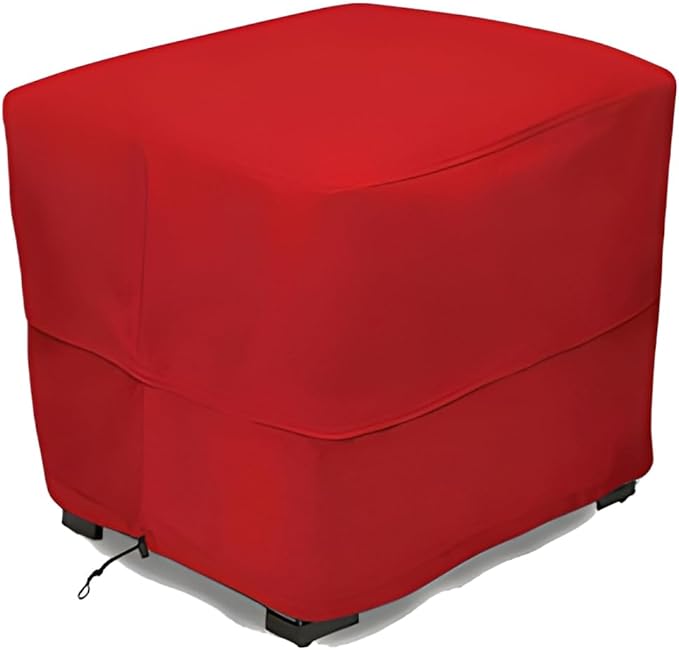 Eevelle Patio Square Ottoman Cover with Marine Grade Fabric - Waterproof Outdoor Ottoman Cover - Furniture Set Covers for Ottoman - Easy to Install - (15" H x 29" L x 29" W, Red)