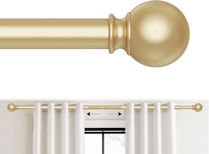 2 Pack Gold Curtain Rod for Windows 18-45 Inch, 5/8 Inch Small Window Treatment Rods, Short Adjustable Splicing Drapery pole, Brass Gold