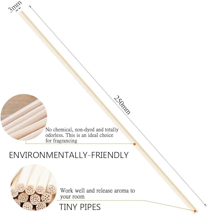 100 Pack Reed Diffuser,7 Inch Aromatherapy Diffuser Sticks-Natural Rattan Wood Reed Diffuser Sticks for Home Office Spa and Bed Room