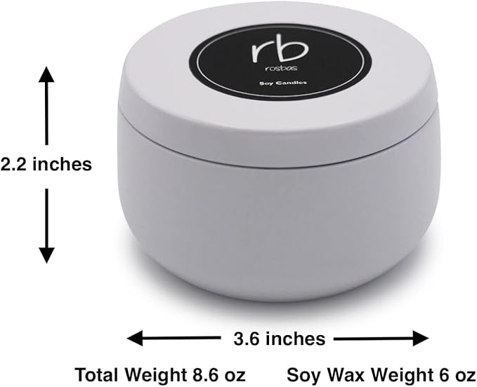 Rosbas Candle, Pomegranate Cider Scented, Natural Soy Wax, Black Metallic Tin, 6 oz, Cotton Wick, Long Burn Time, Drawstring Cotton Bag, Non-Toxic, Handmade in The USA