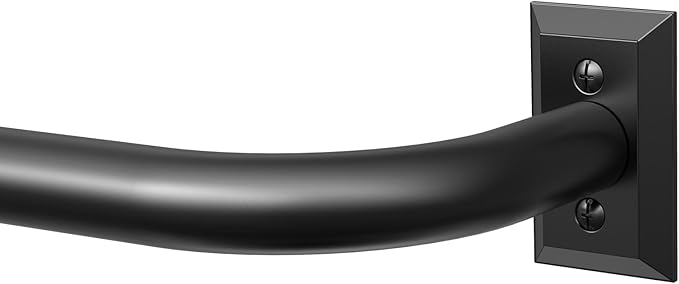 Black Curtain Rods, Heavy Duty Wrap Around Curtain Rod for Windows 66 to 120 Inch, Adjustable Decorative Blackout Drapery Pole, Modern Room Darkening Rod for Blackout Curtains, Matte Black