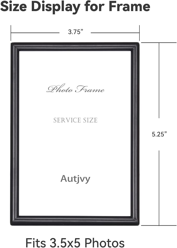 3.5x5 Picture Frame Matte Black Modern Simple Thin Aluminum Metal Photo Frame with HD Real Glass, Display for Tabletop and Wall Collage. (2 Pack)