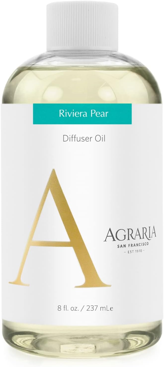 AGRARIA Reed Diffuser Refill, Scented Oil Home Fragrance, Reed Oil Diffuser Gift Set for All Occasions, Riviera Pear