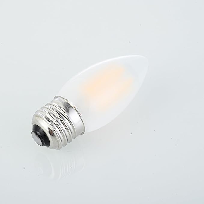 Dimmable 60 Watt Equivalent B11 LED Filament Bulb E26 Candelabra Medium Base 2700K Warm White, Chandelier Decorative Candle Light Bulbs, 6W E26 Frosted Glass LED Edison Bulbs, Pack of 6