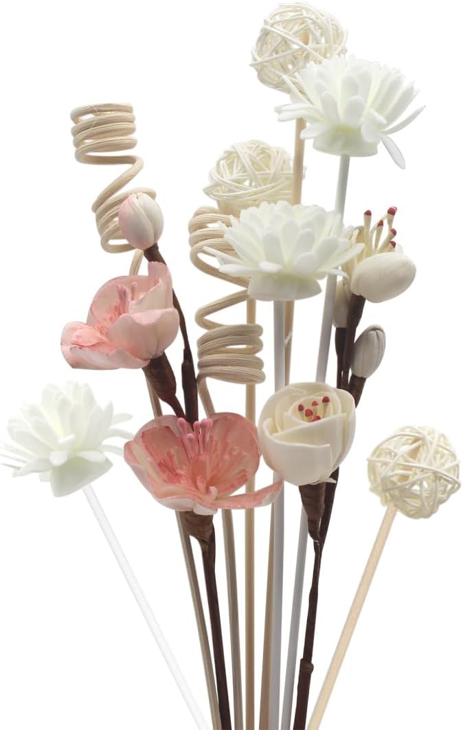 10 Pcs Reed Diffuser Sticks, Natural Rattan Hand Made Flower Reed Fragrance Diffuser Set, Reed Fragrance Diffuser Flowers Refill Replacement Sticks, House Bedroom Office Decor
