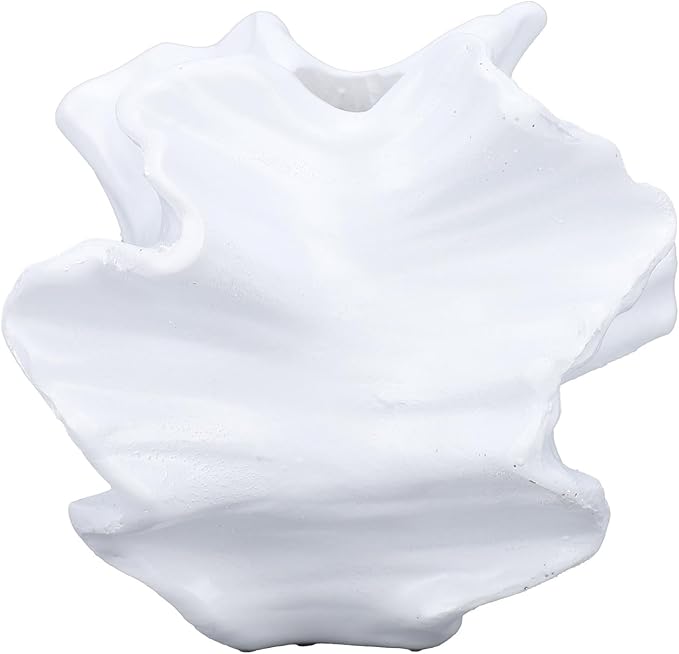 POCREATION Resin Vase, Modern Art Flower Shape Pampas Vase for Flower Arrangement, with Glossy Finish and Design, Lightweight Sturdy Material, for Home Office Decor Wedding Party