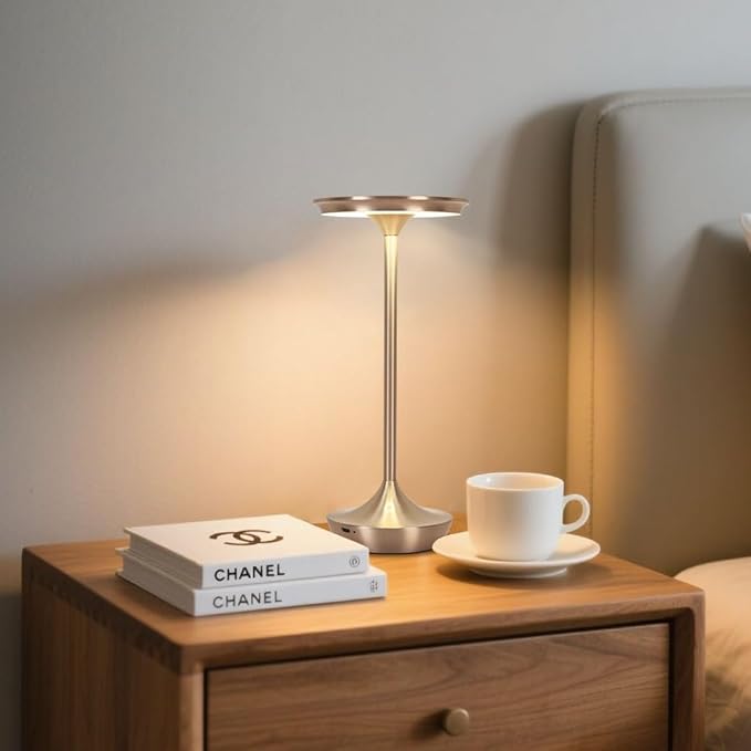 LED Cordless Table Lamp Rechargeable,Portable 6000mAh Battery Outdoor Bedside Table Lamps,3 Color Stepless Dimming Touch Battery Powered Lamp, Table Light for Restaurant/Patio/Camping/Bedroom(Silver)