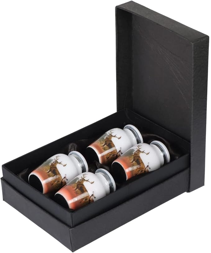 Bold & Divine Keepsake Cremation Urn | Set of 4 Keepsake Memorial Urns Burial Ash Storage Decorative Urns with Paper Funnel Velvet Carry Bag and Gift Box