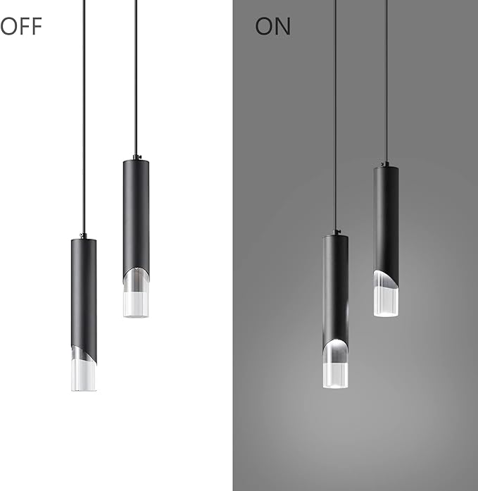 Modern Pendant Light Kitchen Light Fixture Dimmable LED Black Mini Pendant Lights Dinning Room Black Pendant Lighting for Kitchen Island Bedroom (2-Light)…