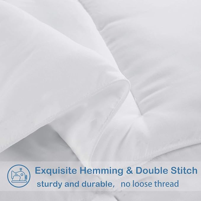EASELAND Down Alternative Comforter California King - Quilted Duvet Insert for All Seasons, Soft Cozy with Corner Tabs, Summer Winter Warm Bedding, Pure White 96x104