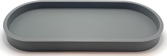 Happitasa Premium 12” x 5” Silicone Vanity Tray | Sink and Surface Organizer with Sturdy Non-Slip Base | Heat Safe, Dishwasher Safe (Grey)
