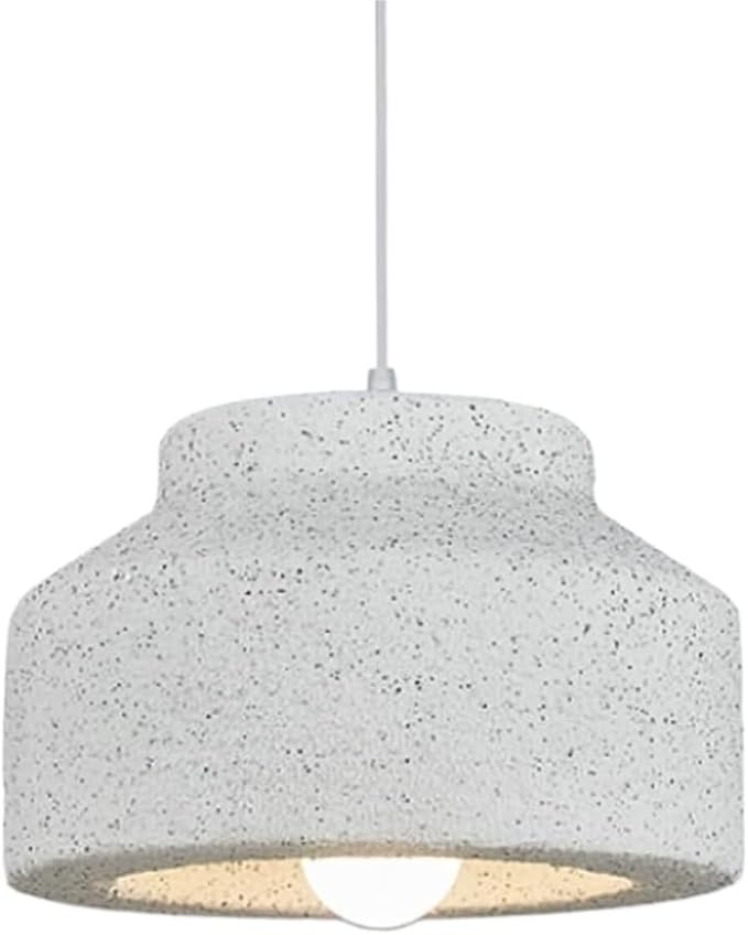 Modern Minimalist Concrete Pendant Light White Textured Stone Pendant Lamp Japanese Nordic Hanging Lamp for Dining Room Kitchen Island Bedroom Lighting