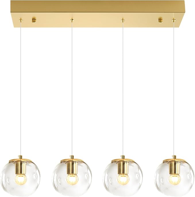 Chandeliers for Dining Room Gold Dining Room Lights Fixture Over Table Glass Globe Pendant Lights Kitchen Island Adjustable Hanging Lamp Ceiling for Bedroom Entryway Foyer