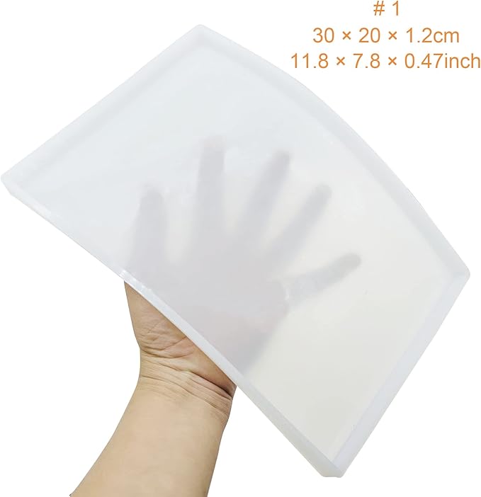 Woohome Large Silicone Resin Tray Mold, 7.8×11.8 inch/ 5.9×9.8inch Rectangle Plate Epoxy Resin Casting Mold for DIY Faux Agate Tray, Serving Board, Coaster, Home Decor