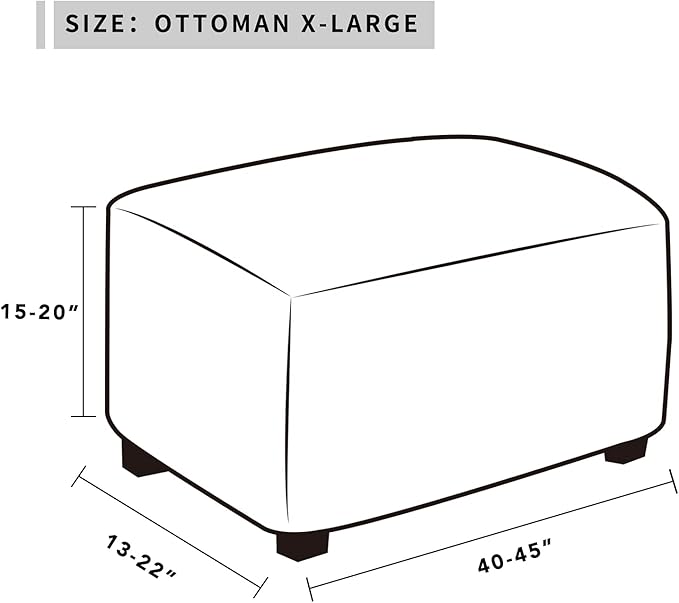 Easy-Going Stretch Ottoman Cover Folding Storage Stool Furniture Protector Soft Rectangle slipcover with Elastic Bottom(Ottoman X-Large,Grey)
