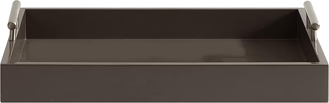 Kate and Laurel Lipton Decorative Modern Rectangular Tray; 16.5 x 12.25; Brown and Silver; Chic Serving Tray for Storage; Organization; and Display