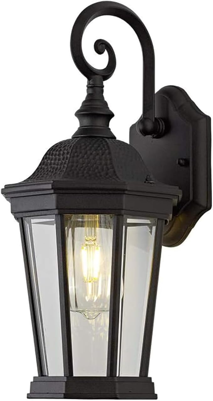 Outdoor Wall Lantern, Exterior Waterproof Outdoor Wall Light Fixtures, Black Aluminum Porch Sconces with E26 Sockets & Clear Glass