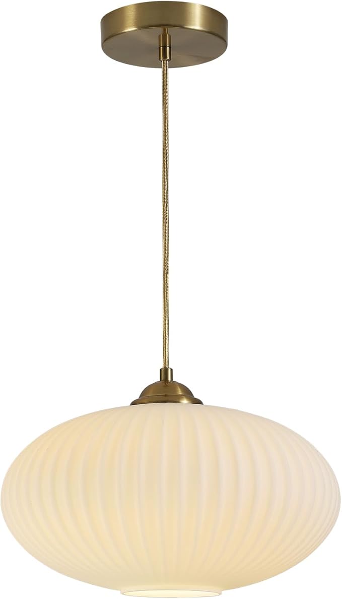 Vintage Antique Brass Pendant Lights Kitchen Island Large Milk Glass Pendant Light White Globe Hanging Light Fixture Mid Century Modern Pendant Lighting
